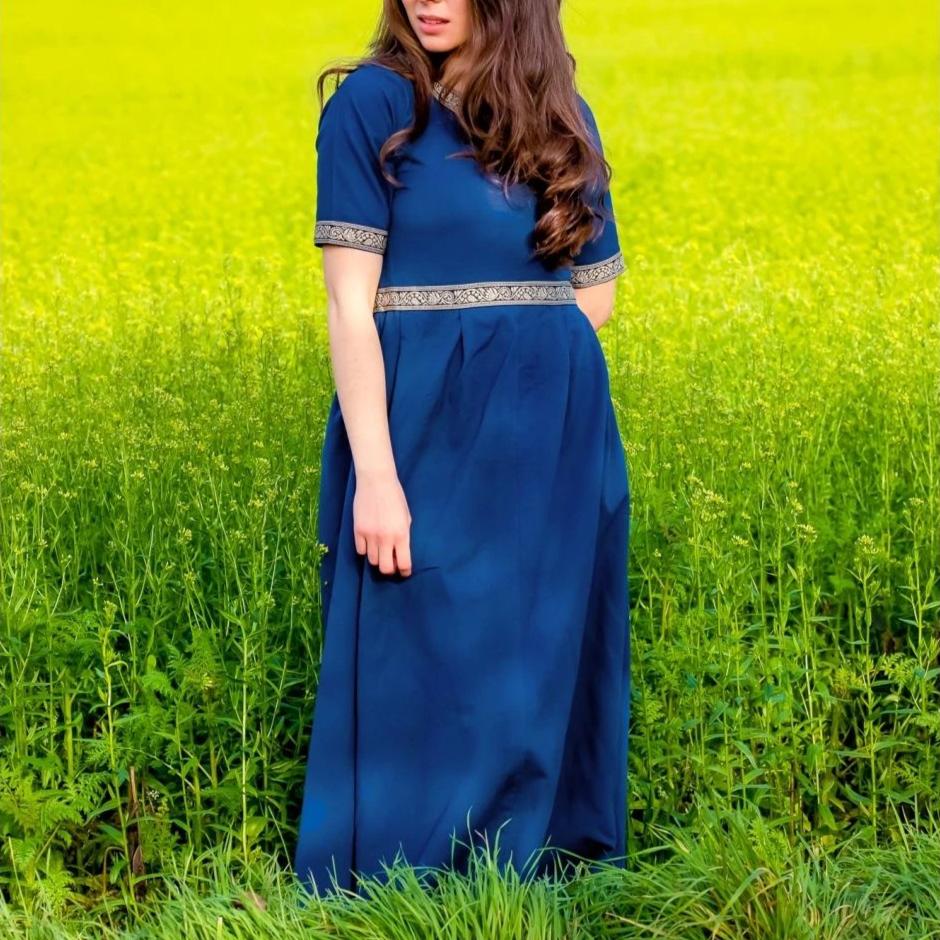 Blue Pirate Dress with Intricate Embroidery | Short Sleeves - Image 3