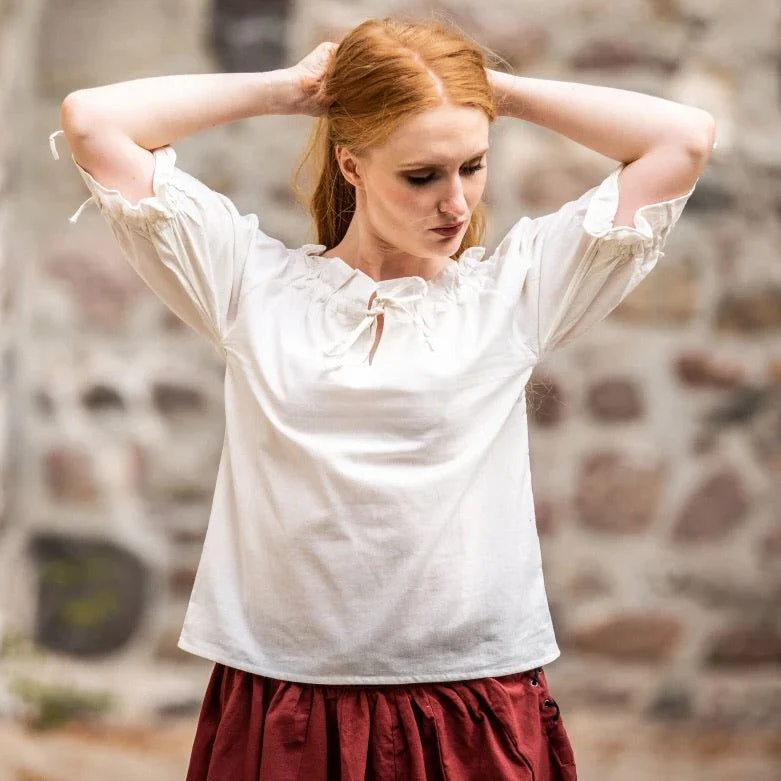 White Cotton Lace-Trimmed Pirate Blouse | On or Off Shoulder - Image 7