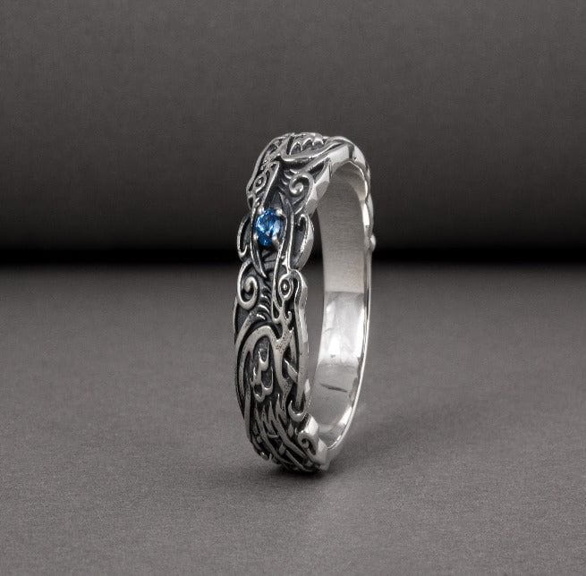 Old Norse Odin's Ravens Pirate Ring | Sterling Silver & Gold - Image 5