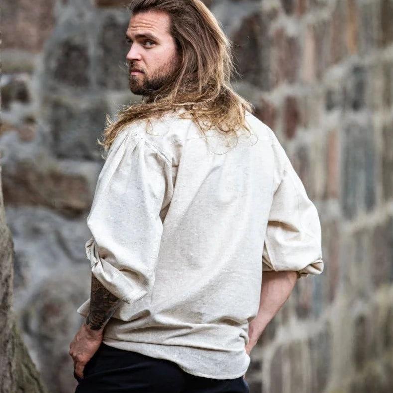 Laced Cotton Pirate Shirt | Continuous Cord Lacing | Wooden Buttons - Image 9