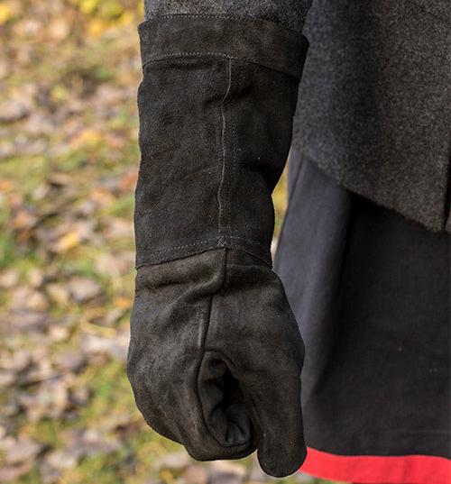 Leather Pirate Gauntlet Gloves | Black - Image 3