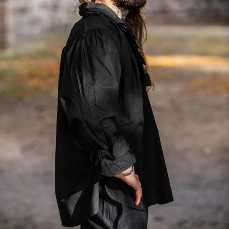 Black Long Sleeve Pirate Shirt With Ruffles - Image 6