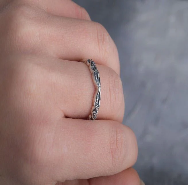 Sterling Silver Raven Pirate Ring | Customizable Size - Image 6