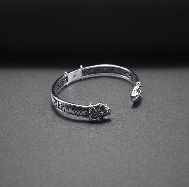Old Norse Jormungandr Pirate Bracelet |  Engraved Elder Futhark Runes - Image 4
