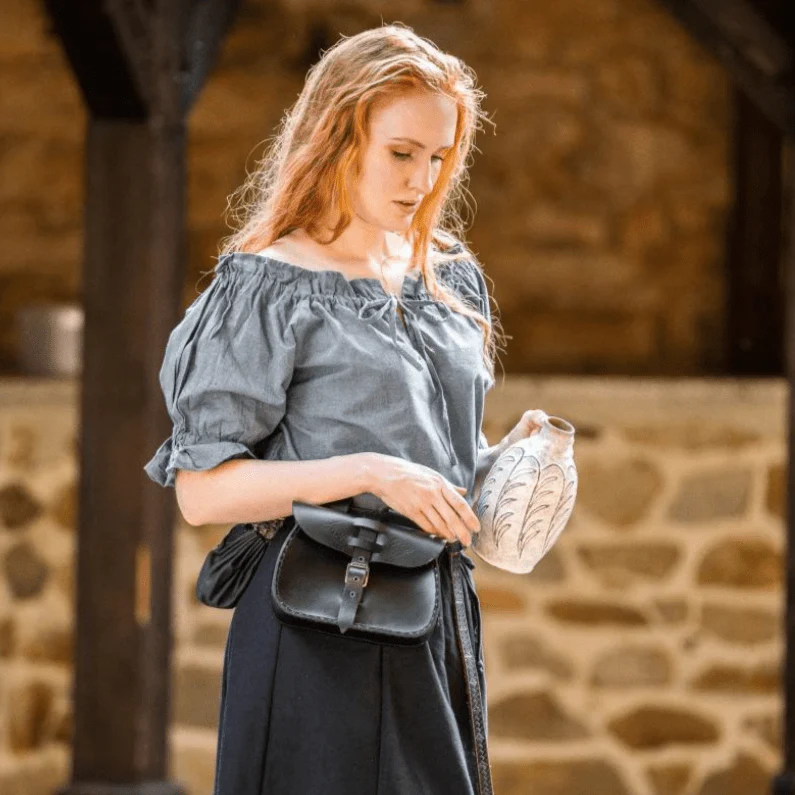 Grey Blue Pirate Blouse | Short Sleeve Sailor's Top - Image 4