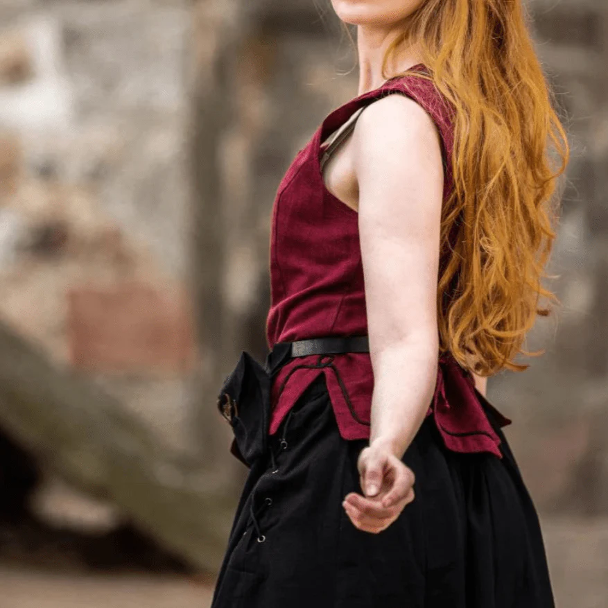 Red Cotton Pirate Wench Bodice | Laced and Embroidered - Image 3