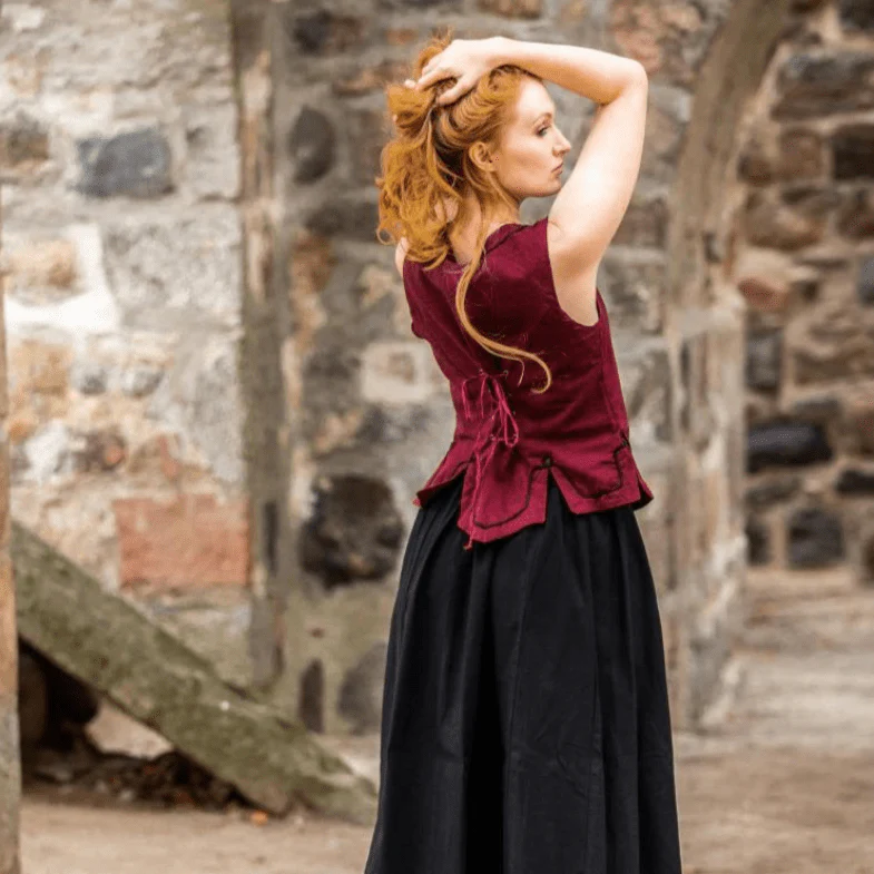 Red Cotton Pirate Wench Bodice | Laced and Embroidered - Image 5