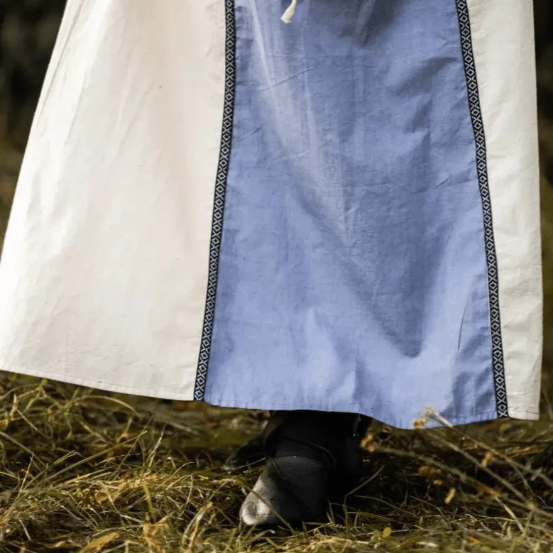 Natural and Blue Pirate Gown | Laced Cotton Dress - Image 7