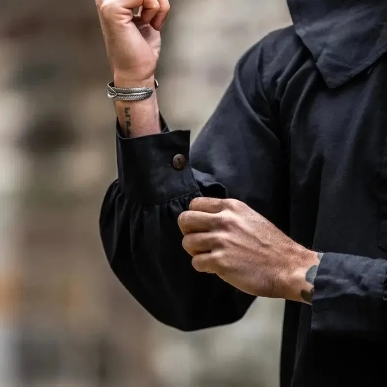 Black Laced Pirate Shirt | Wide Collar Button Cuff Garment - Image 6
