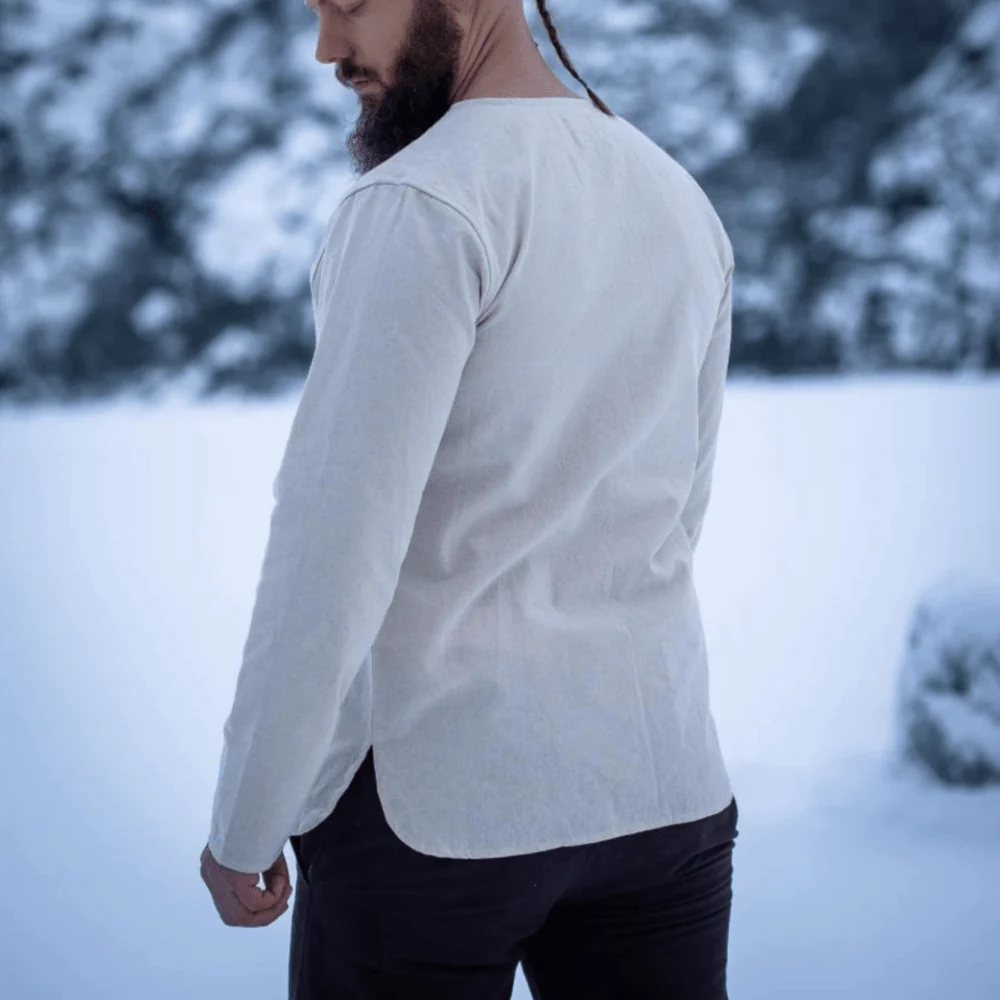 Natural Cotton Pirate Tunic | Viking-Inspired | Long Sleeve | Lace-Up - Image 5